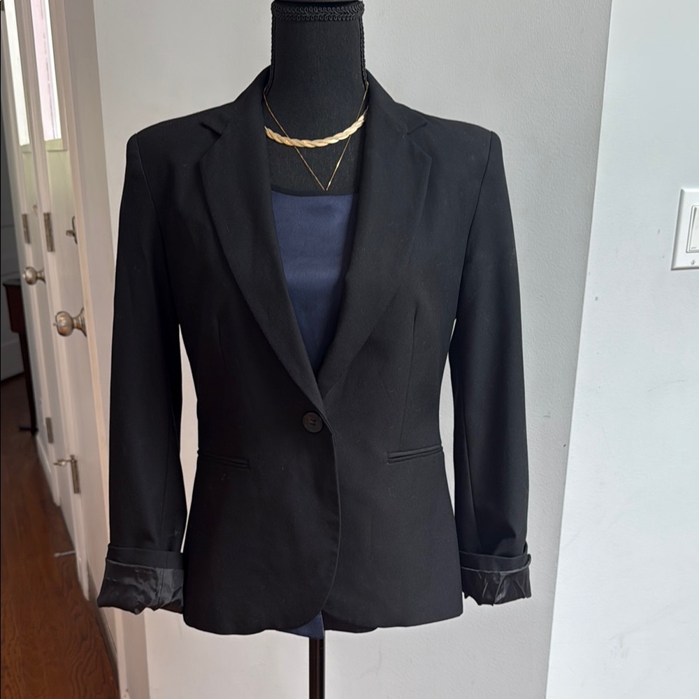 Zara Black Slim Fit Blazer with Notched Lapel